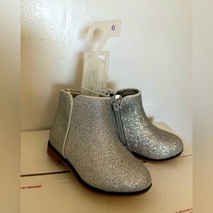 Silver Glitter Kids Boots